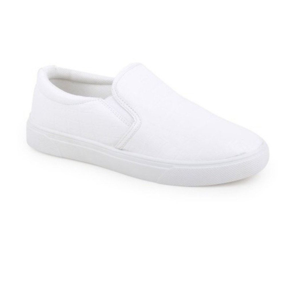AMS White Layla Slip-On croc embossed Sneakers